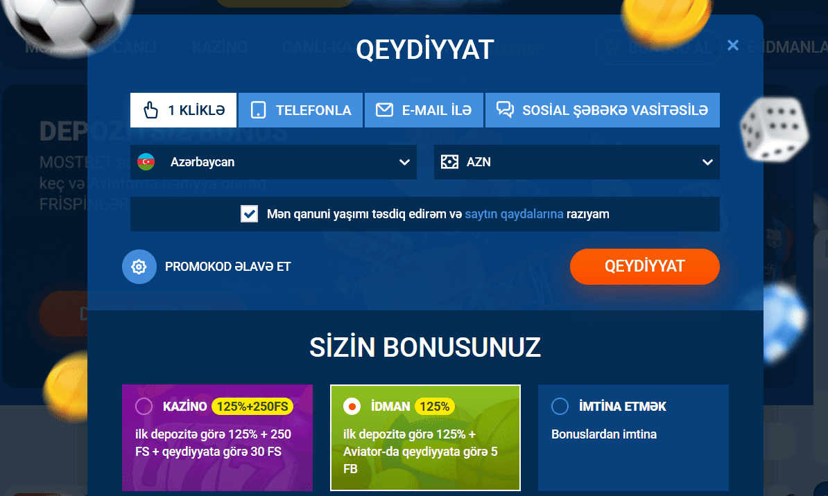 Mostbet qeydiyyatı